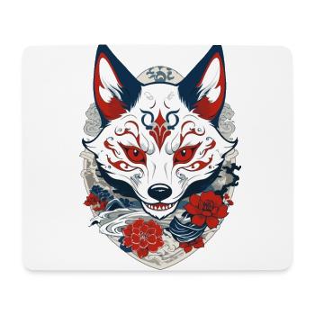Japanischer Kitsune Yokai Ukiyo-E Streetwear - Mousepad (Querformat) - Weiß - Vorne