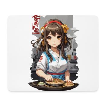 Anime Okonomiyaki Cooking Manga Girl - Mouse Pad (horizontal) - white - Front