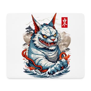 Japan Aesthetic Cats Yokai Ukiyo-E Streetwear - Mouse Pad (horizontal) - white - Front
