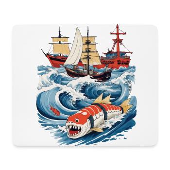 Funny Sushi Fantasy Vintage Japan Aesthetic - Mouse Pad (horizontal) - white - Front