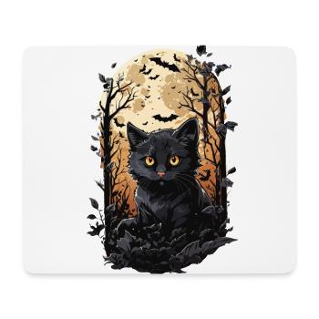 Chat Pleine Lune Halloween Sort Chats Magiques - Tapis de souris (format paysage) - blanc - Devant