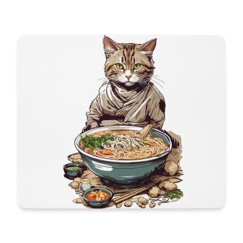 Cat Loves Ramen Japon Esthétique Streetwear - Tapis de souris (format paysage) - blanc - Devant