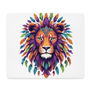 Animal Lion Mandala de plumes - Tapis de souris (format paysage) - blanc - Devant