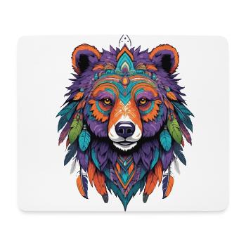 Spirit Bär Mandala Federn Esoterik Design - Mousepad (Querformat) - Weiß - Vorne