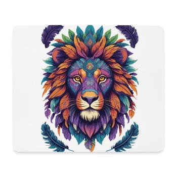 Lion Mandala Animal Yoga Méditation - Tapis de souris (format paysage) - blanc - Devant