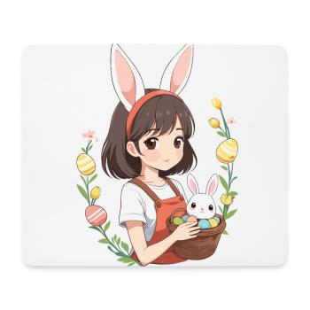 Anime Easter Kawaii Easter Bunny Manga Girl Otaku - Mouse Pad (horizontal) - white - Front