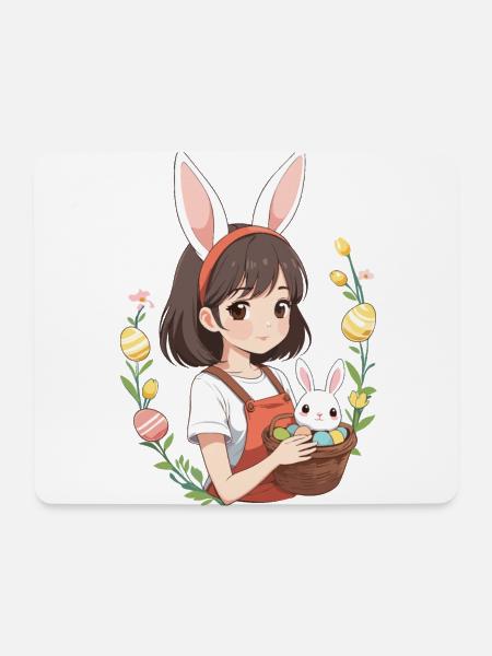 Anime Easter Kawaii Easter Bunny Manga Girl Otaku - Mouse Pad (horizontal) - white