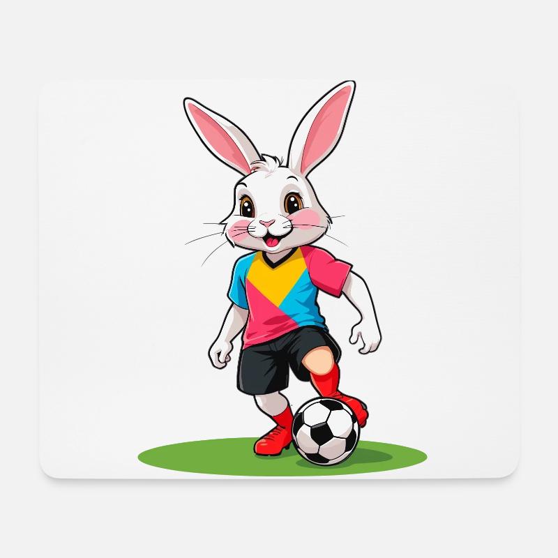 Easter Bunny Soccer Player and Easter Soccer Design - Mouse Pad (horizontal) - white
