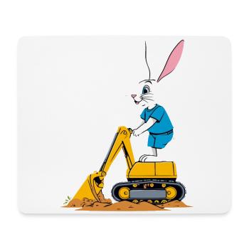 Lapin de Pâques Excavatrice Conducteur Drôle Oeufs De Pâques Creuser - Tapis de souris (format paysage) - blanc - Devant