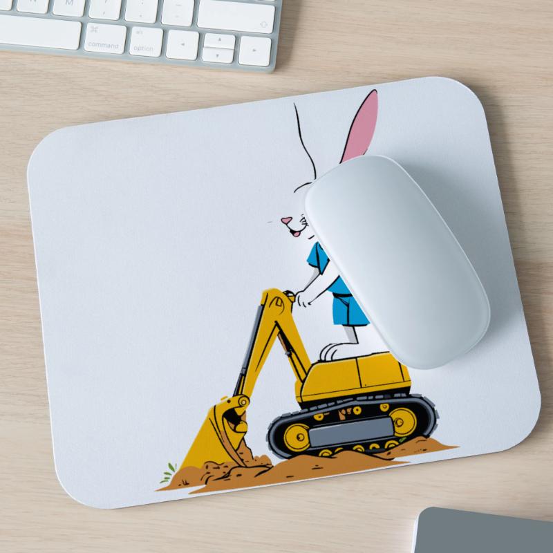 Easter Bunny Excavator Driver Funny Easter Eggs Digging Mouse Pad (horizontal)