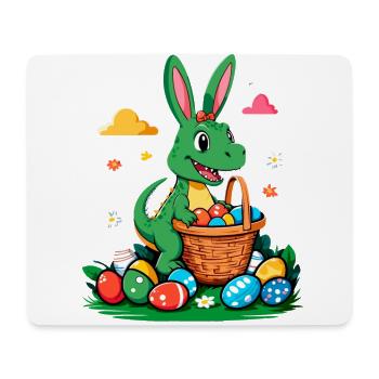 Iconic Easter Dinosaur T-Rex Bunny Funny Easter - Mouse Pad (horizontal) - white - Front