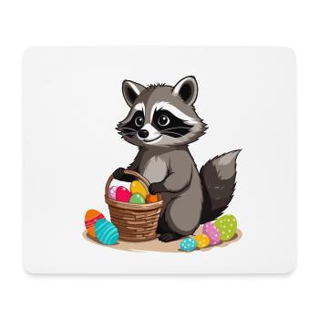 Lustiges Waschbären Eier Dieb Ostern Spruch - Mousepad (Querformat) - Weiß - Vorne