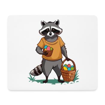 Lustiges Waschbär Eier Dieb Niedliches Design - Mousepad (Querformat) - Weiß - Vorne