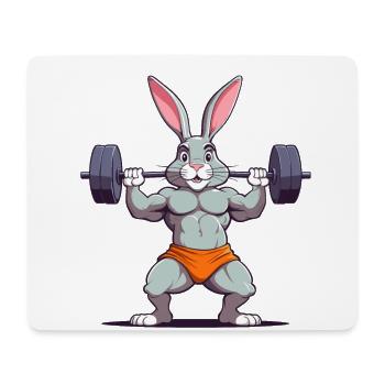 Lapin de Pâques Bodybuilder Drôle & Animal Workout - Tapis de souris (format paysage) - blanc - Devant
