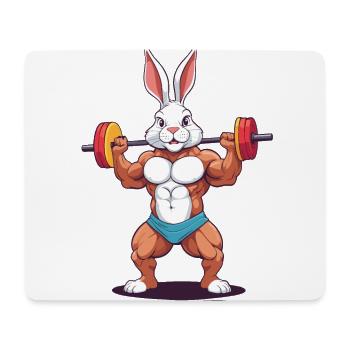 Lapin de Pâques Bodybuilder Drôle Animal Workout - Tapis de souris (format paysage) - blanc - Devant