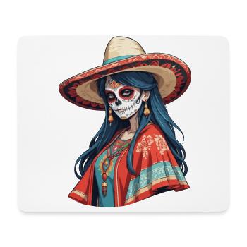 Iconic Sugar Skull Mexican Girl - Mouse Pad (horizontal) - white - Front