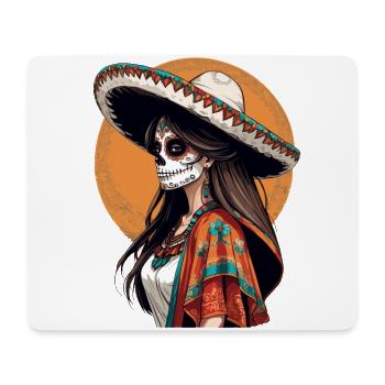 Iconic Sugar Skull Mexican Girl - Mouse Pad (horizontal) - white - Front