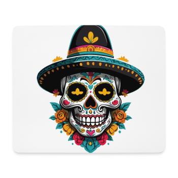 Fête mexicaine emblématique de Sugar Skull - Tapis de souris (format paysage) - blanc - Devant