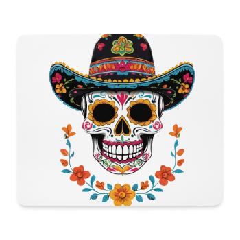 Iconic Sugar Skull Mexican Streetwear - Mouse Pad (horizontal) - white - Front