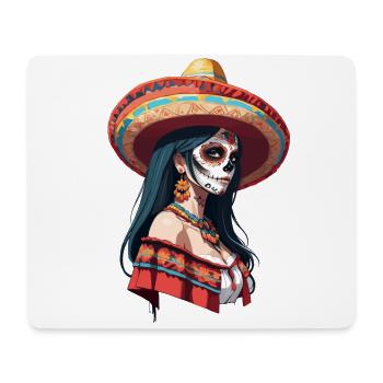 Ikonischer Zuckerschädel Mexikanisches Girl - Mousepad (Querformat) - Weiß - Vorne