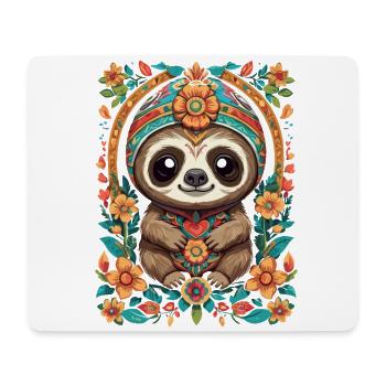 Faultier Mexiko Zuckerschädel Dia De Muertos - Mousepad (Querformat) - Weiß - Vorne