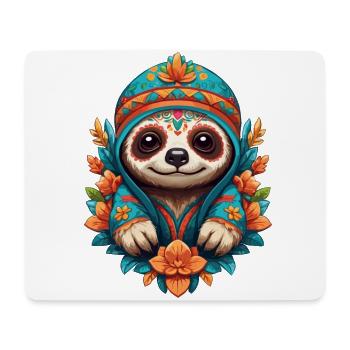 Faultier Ikonischer Zuckerschädel Mexiko - Mousepad (Querformat) - Weiß - Vorne