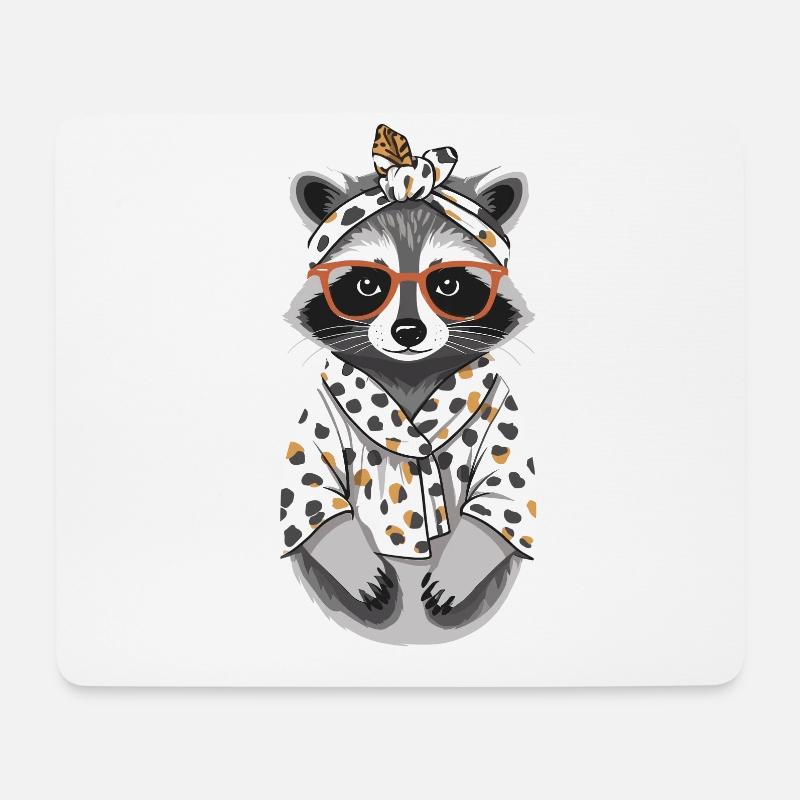 Mama Waschbär Waschbärenliebhaber Muttertag - Mousepad (Querformat) - Weiß