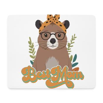 Drôle Capymama Capybara Mère Design - Tapis de souris (format paysage) - blanc - Devant