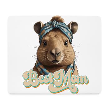 Drôle Capybara Maman Capybara Fête des Mères - Tapis de souris (format paysage) - blanc - Devant