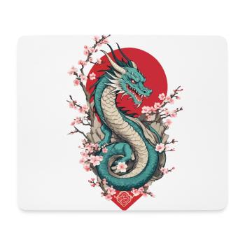 Drachen Anime Fan Japanischer Drache Vintage Stil - Mousepad (Querformat) - Weiß - Vorne