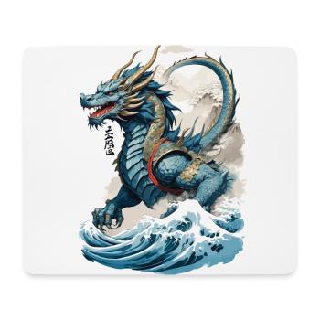 Vintage Ukiyo-E Kunst Japanischer Drache Design - Mousepad (Querformat) - Weiß - Vorne