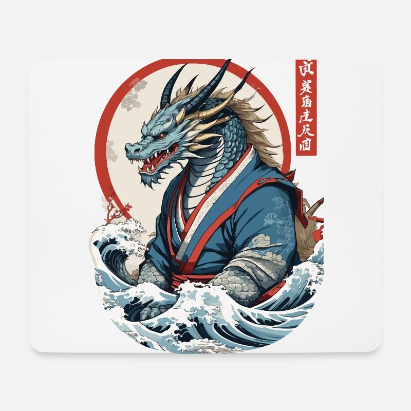 Drachen Anime Fan Japanischer Stil Vintage - Mousepad (Querformat) - Weiß