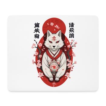 Japanische Kitsune Maske Anime Kawaii Fuchsgeist - Mousepad (Querformat) - Weiß - Vorne