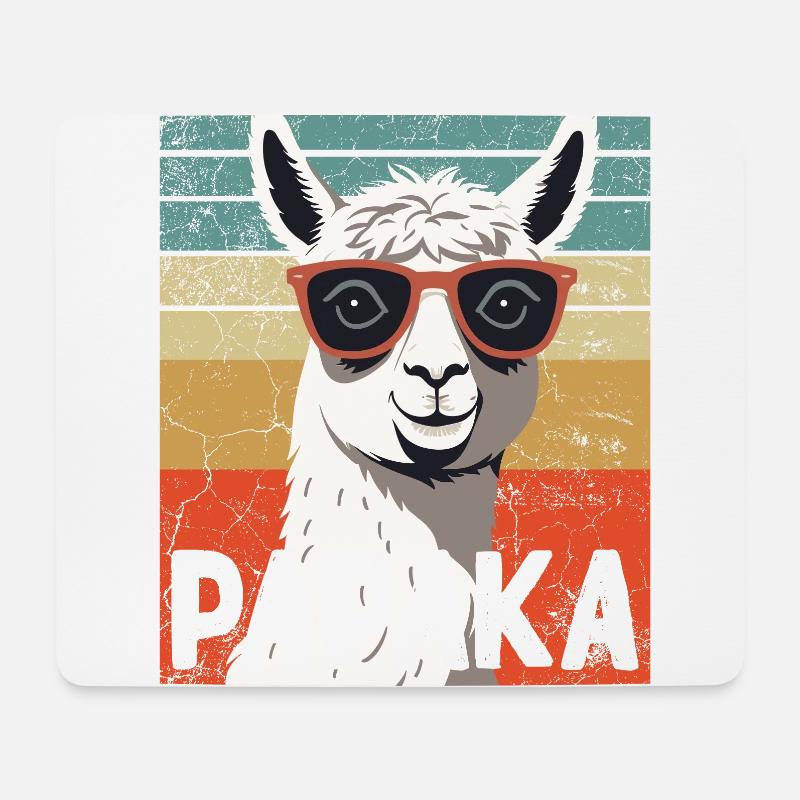 Papaka Lustiger Alpaka Papa Perfekter Style - Mousepad (Querformat) - Weiß