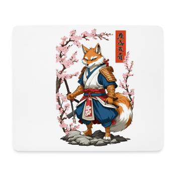 Kitsune Samurai Fuchs Vintage Ukiyo-e Stil - Mousepad (Querformat) - Weiß - Vorne