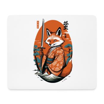 Kitsune Samurai Fuchs Vintage Ukiyo-e Stil - Mousepad (Querformat) - Weiß - Vorne