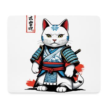 Chat samouraï dans l’œuvre d’art des samouraïs japonais - Tapis de souris (format paysage) - blanc - Devant