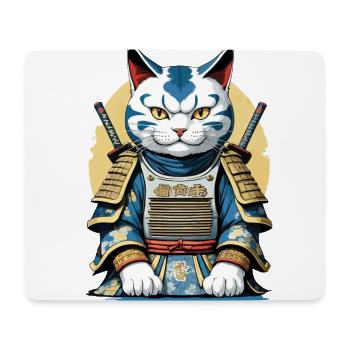 Chat de samouraï Japonais Samouraï Conception d’œuvres d’art - Tapis de souris (format paysage) - blanc - Devant