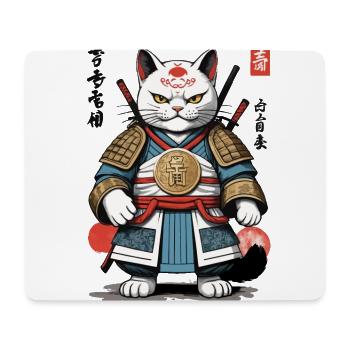 Samurai cat in anime streetwear look - Mouse Pad (horizontal) - white - Front