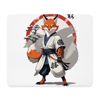 Kitsune Samurai Fuchs Vintage Ukiyo-e Stil - Mousepad (Querformat) - Weiß - Vorne