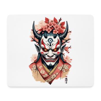 Oni Dämonen Maske Samurai Aesthetic Yokai - Mousepad (Querformat) - Weiß - Vorne