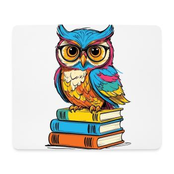 Books Owl Owls Lover Cute Book Illustration - Mouse Pad (horizontal) - white - Front