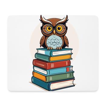 Books Owl Owls Lover Cute Book Illustration - Mouse Pad (horizontal) - white - Front