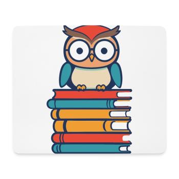 Bücher Eule Niedlicher Bücherwurm Leseratte - Mousepad (Querformat) - Weiß - Vorne