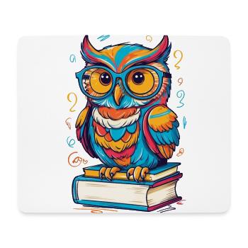 Books Owl Owls Lover Cute Book Illustration - Mouse Pad (horizontal) - white - Front