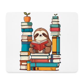 Funny Book Lover Sloth - Mouse Pad (horizontal) - white - Front