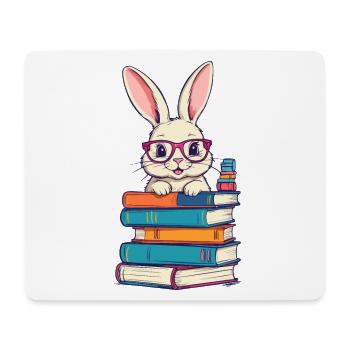 Lesender Hase Begeisterter Buchliebhaber Perfekter - Mousepad (Querformat) - Weiß - Vorne