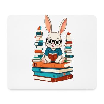 Lapin de lecture Passionné de livres - Tapis de souris (format paysage) - blanc - Devant