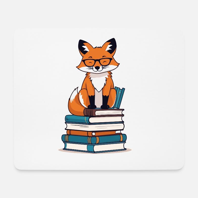 Niedlicher Buch Liebhaber Fuchs Mit Brille - Mousepad (Querformat) - Weiß