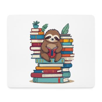 Cute Bookworm Funny Book Lover Sloth - Mouse Pad (horizontal) - white - Front